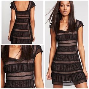 NWT Free People | Alicia Lace Mini Dress | Black